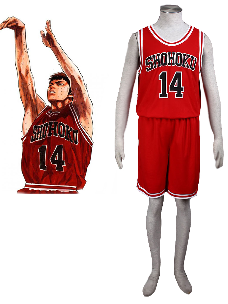 Slam Dunk Hisashi Mitsui The Shohoku High School basketball team Uniform Red Number 14 Cosplay Costume